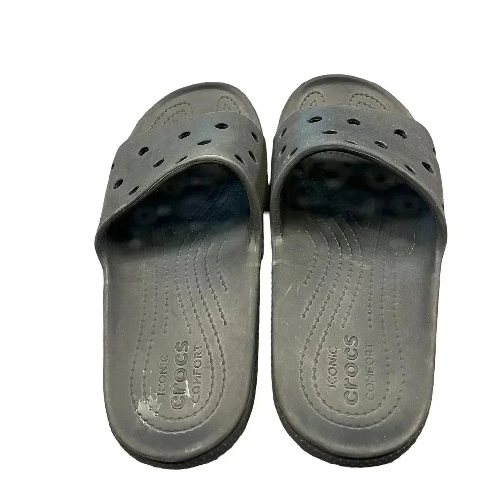 Crocs Classic Iconic‎ Comfort Slide Sandal Black Beach Neutral Comfort Men's 12